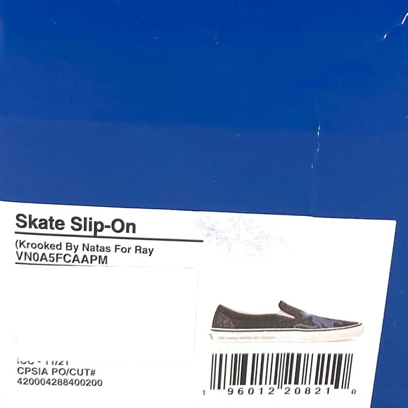 VANS x Krooked Slip On Sneaker Skateboard Black Canvas For Women Low VN0A5FCAAPM - Picture 9 of 10